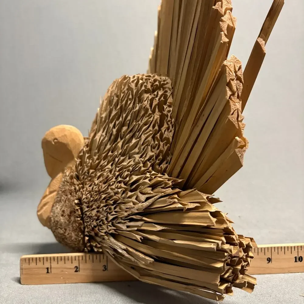Handcrafted Man Woman Turkey Figurines‎ Thanksgiving Decor Straw Wood Corn Husks